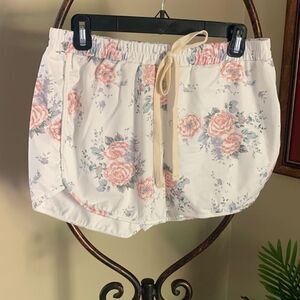 Soft Pink Floral Knit Shorts